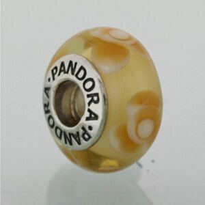 Retired Pandora Golden Floral Murano Charm